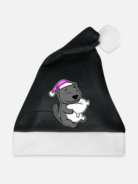 Schwarzer Panther Müde Ausschlafen Schlafen Rosa - Weihnachtsmütze - Schwarz/Weiß