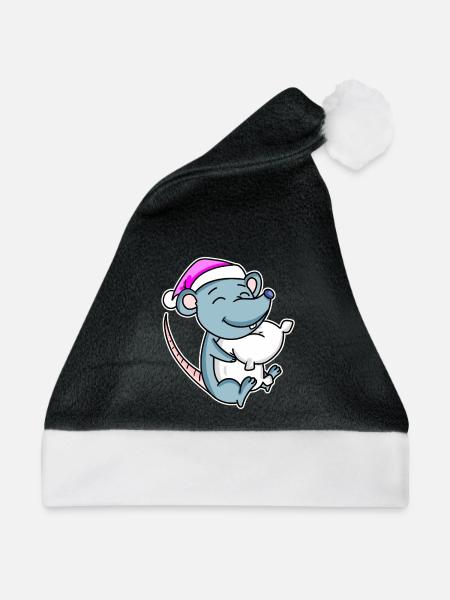 Maus Müde Ausschlafen Schlafen Mädchen - Weihnachtsmütze - Schwarz/Weiß