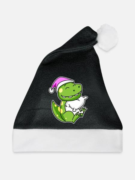 Dinosaurier Müde Ausschlafen Schlafen Mädchen - Weihnachtsmütze - Schwarz/Weiß