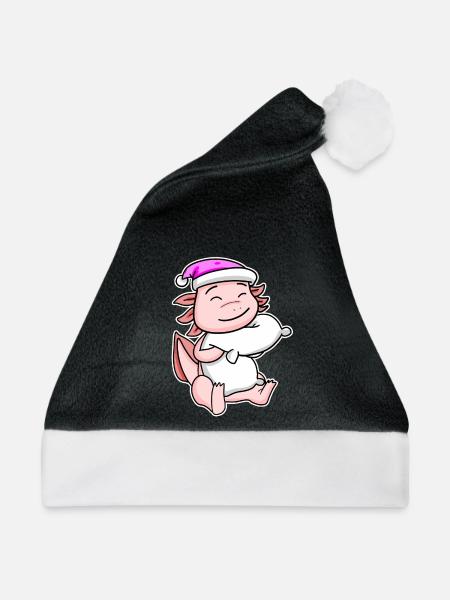 Axolotl Müde Ausschlafen Schlafen Mädchen - Weihnachtsmütze - Schwarz/Weiß