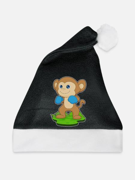 Affe Boxer Boxhandschuhe Boxen - Weihnachtsmütze - Schwarz/Weiß