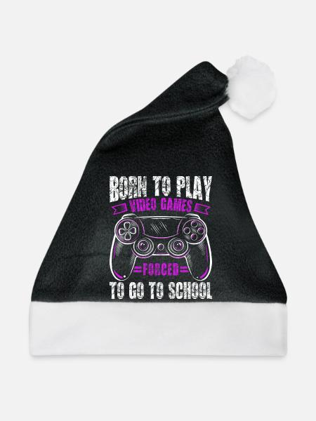 Zum Zocken geboren zur Schule gezwungen Gaming - Weihnachtsmütze - Schwarz/Weiß - Vorne
