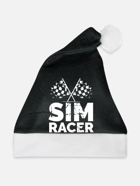 sim racer gaming zielflagge gamer Rennfahrer Logo - Weihnachtsmütze - Schwarz/Weiß - Vorne