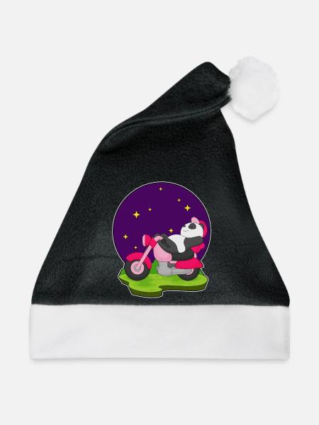 Panda Motorrad - Weihnachtsmütze - Schwarz/Weiß