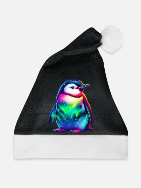 Aurora Borealis Pinguin - Weihnachtsmütze - Schwarz/Weiß