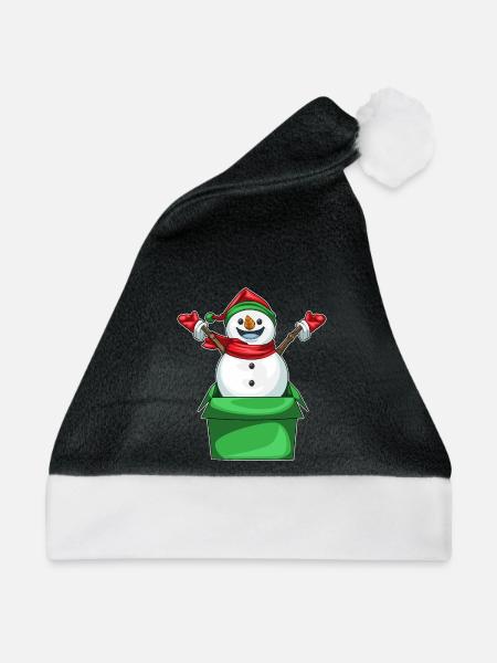 Schneemann Weihnachten Karton - Weihnachtsmütze - Schwarz/Weiß