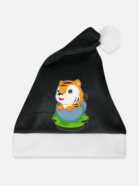 Tiger Tasse - Weihnachtsmütze - Schwarz/Weiß