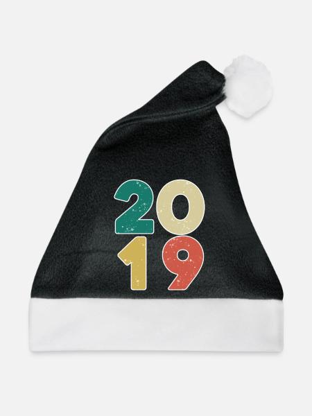 2019 - Jahrgang 2019 - Baujahr 2019 - Weihnachtsmütze - Schwarz/Weiß - Vorne