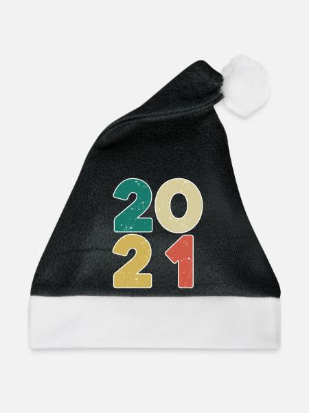 2021 - Jahrgang 2021 - Baujahr 2021 - Weihnachtsmütze - Schwarz/Weiß - Vorne