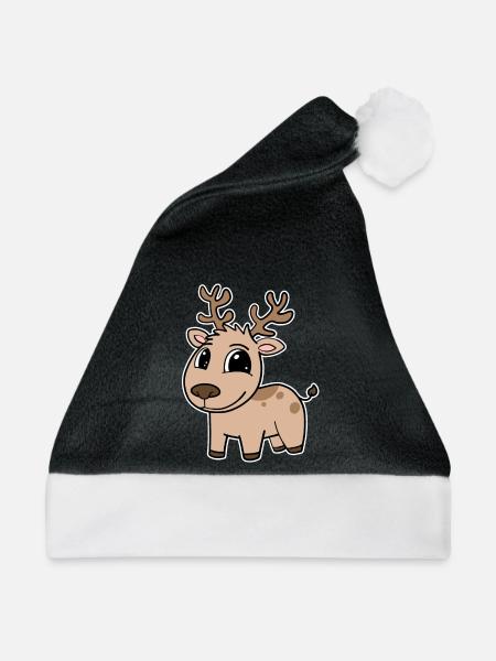 Reh Niedlich Kinder Kleinkind - Weihnachtsmütze - Schwarz/Weiß - Vorne