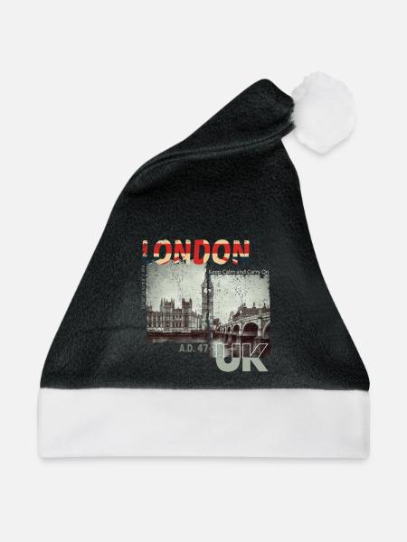 London UK Vintage - Weihnachtsmütze - Schwarz/Weiß - Vorne