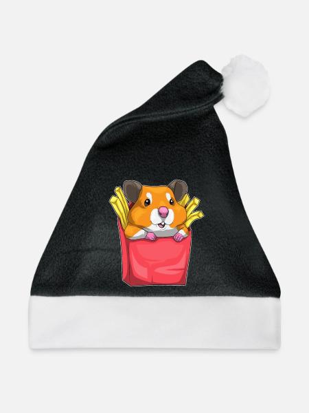 Hamster Pommes frites - Weihnachtsmütze - Schwarz/Weiß