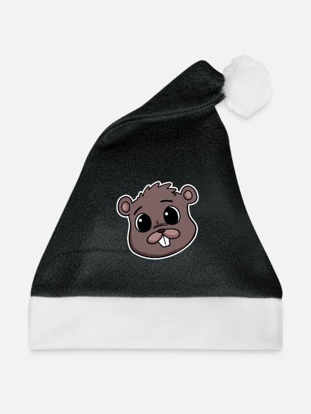 Biber Kopf - Weihnachtsmütze - Schwarz/Weiß