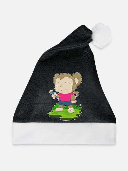 Affe Taschenlampe - Weihnachtsmütze - Schwarz/Weiß
