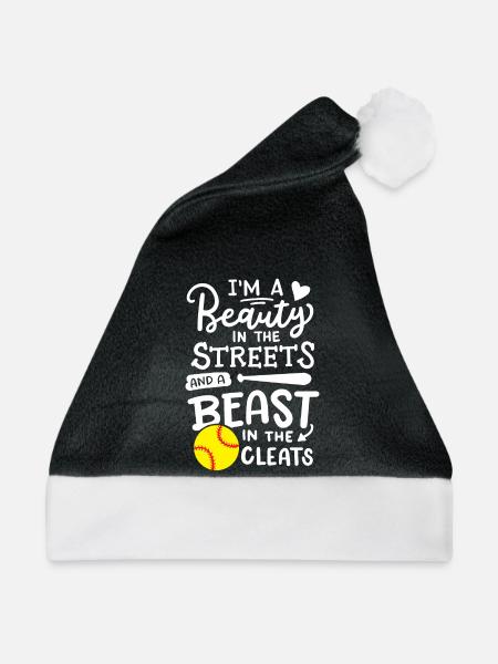 Softball Softball-Spieler - Weihnachtsmütze - Schwarz/Weiß - Vorne