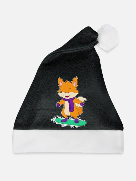 Fuchs Snowboarder Snowboard - Weihnachtsmütze - Schwarz/Weiß