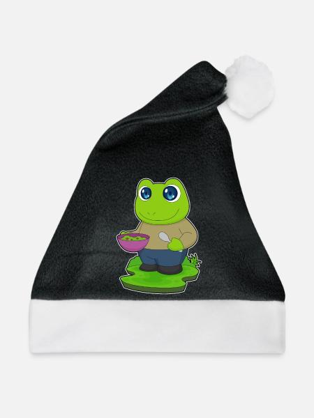 Frosch Koch Schüssel Kochen - Weihnachtsmütze - Schwarz/Weiß