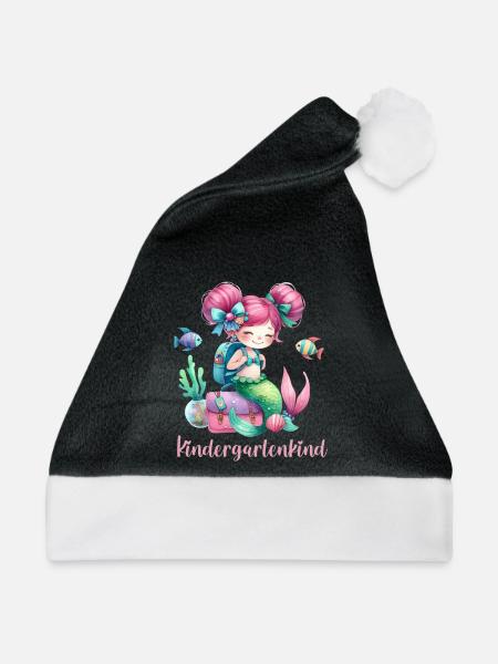 Kindergartenkind Vorschulkind Meerjungfrau - Weihnachtsmütze - Schwarz/Weiß