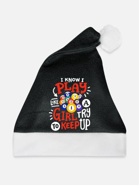 Poolspielerin Mädchen Billard - Weihnachtsmütze - Schwarz/Weiß