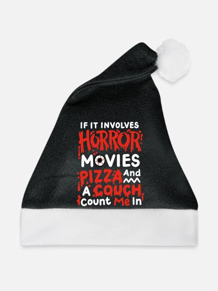 Horrorfilme und Pizza - Weihnachtsmütze - Schwarz/Weiß
