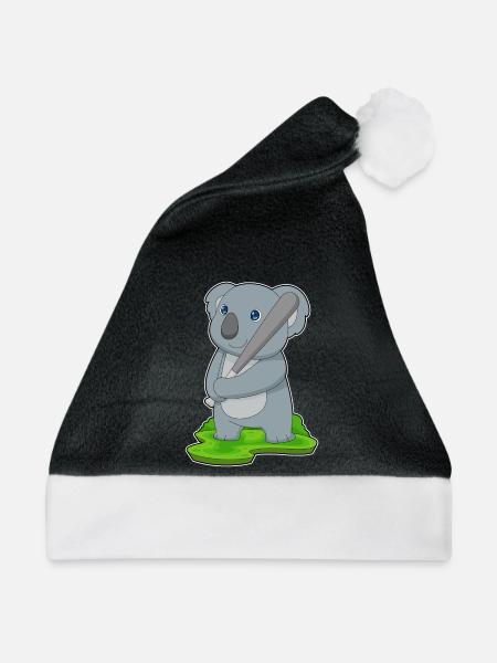 Koala Baseball Baseballschläger - Weihnachtsmütze - Schwarz/Weiß