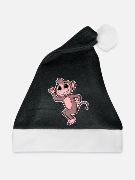 Affe Motiv Tier - Weihnachtsmütze - Schwarz/Weiß