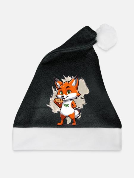 Fuchs mit Keksen - Weihnachtsmütze - Schwarz/Weiß