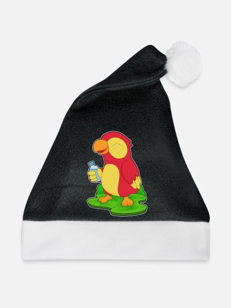 Papagei Wasserflasche - Weihnachtsmütze - Schwarz/Weiß