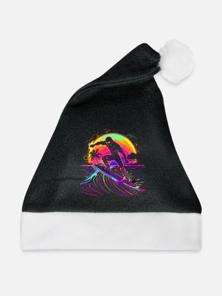Surfer Vaporwave - Weihnachtsmütze - Schwarz/Weiß