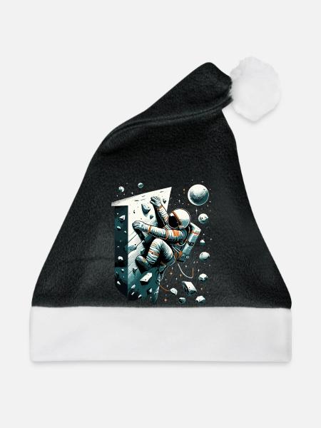 Bouldern Astronaut Raumfahrer Geschenk - Weihnachtsmütze - Schwarz/Weiß - Vorne