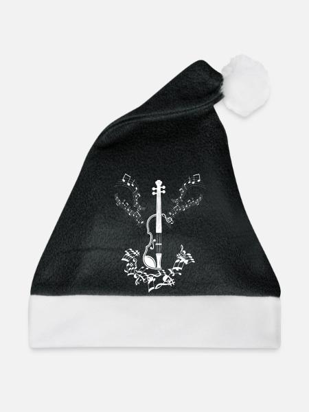 Geige mit Flügelnoten - Weihnachtsmütze - Schwarz/Weiß