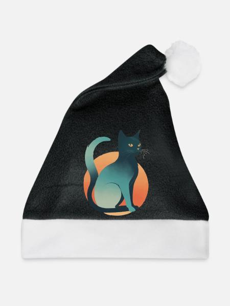 Dunkle Katze - Weihnachtsmütze - Schwarz/Weiß