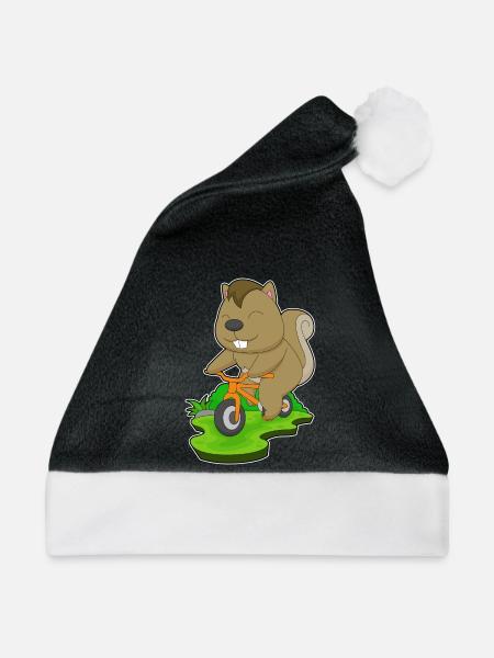 Eichhörnchen Fahrrad - Weihnachtsmütze - Schwarz/Weiß