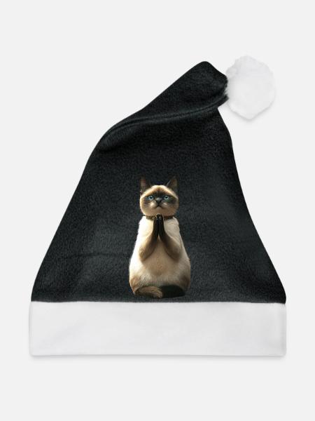 Birma Katze Heilige Birmakatze Süße Birma Katzen - Weihnachtsmütze - Schwarz/Weiß - Vorne