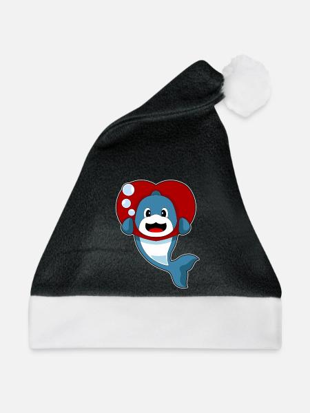 Delfin Herz - Weihnachtsmütze - Schwarz/Weiß