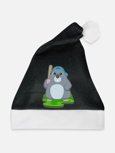 Maulwurf Baseball Baseballschläger - Weihnachtsmütze - Schwarz/Weiß