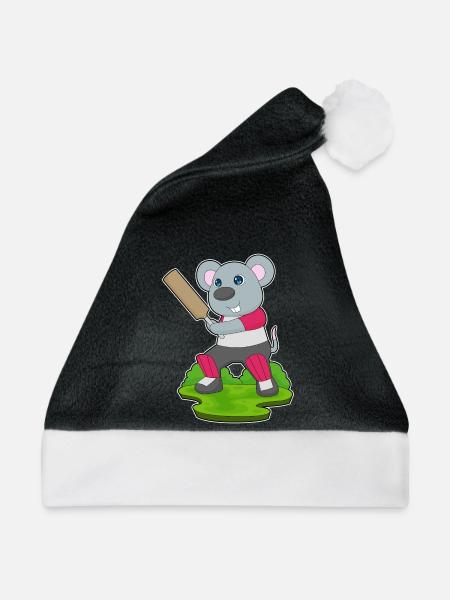 Maus Cricket Cricketschläger - Weihnachtsmütze - Schwarz/Weiß