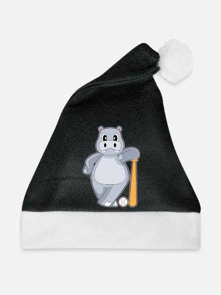 Nilpferd Baseball Baseballschläger - Weihnachtsmütze - Schwarz/Weiß