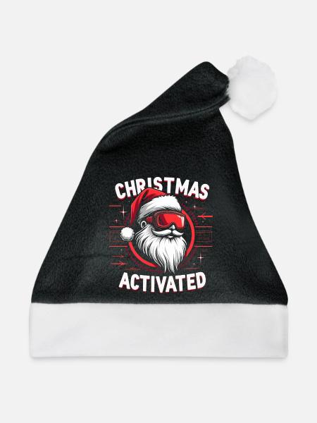 Christmas Mode - Weihnachtsmann mit Skibrille - Weihnachtsmütze - Schwarz/Weiß - Vorne