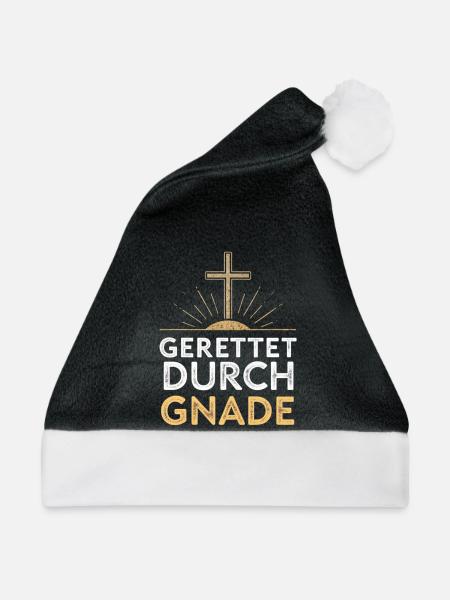 Gerettet durch Gnade Kreuzdesign - Weihnachtsmütze - Schwarz/Weiß