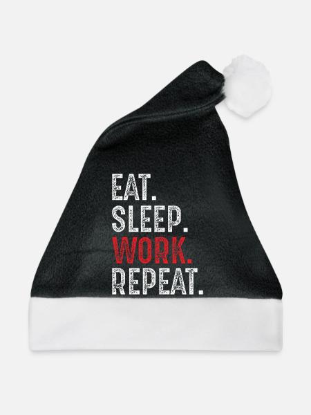 eat sleep work repeat - Weihnachtsmütze - Schwarz/Weiß