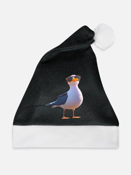 Möwe Strand Meer Nordsee Ostsee Silbermöwe Möwen - Weihnachtsmütze - Schwarz/Weiß - Vorne