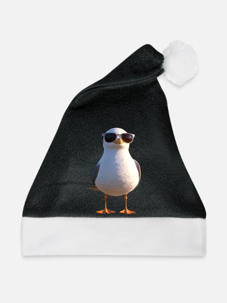 Möwe Strand Meer Nordsee Ostsee Silbermöwe Möwen - Weihnachtsmütze - Schwarz/Weiß - Vorne