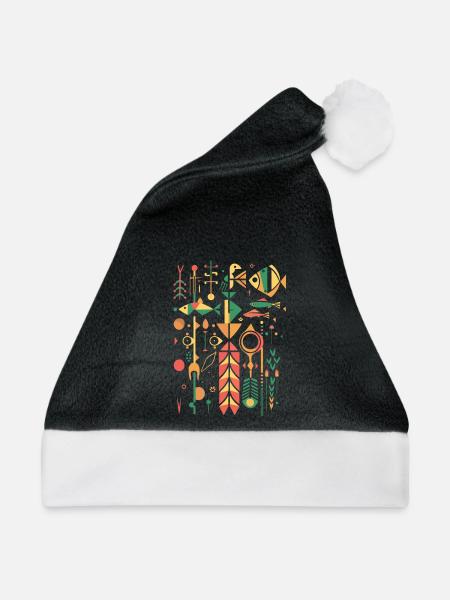 Lustiges Fischen - Weihnachtsmütze - Schwarz/Weiß