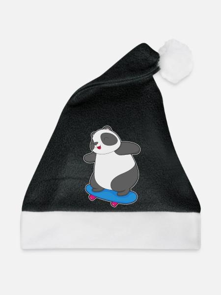 Panda Skater Skateboard - Weihnachtsmütze - Schwarz/Weiß