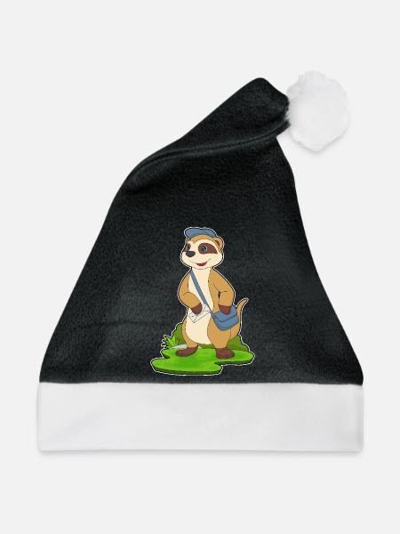 Erdmännchen Briefträger Brief - Weihnachtsmütze - Schwarz/Weiß