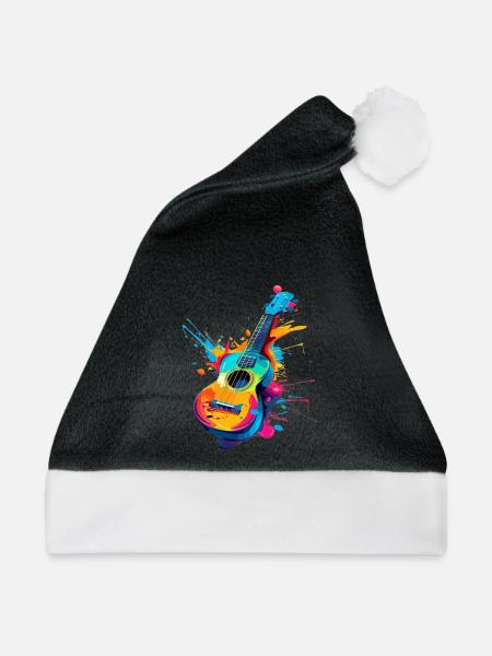 Ukulele Streetart - Weihnachtsmütze - Schwarz/Weiß