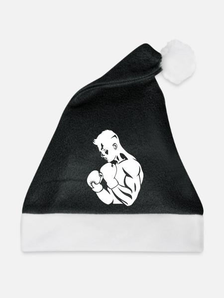 Boxer Zeichnung - Weihnachtsmütze - Schwarz/Weiß