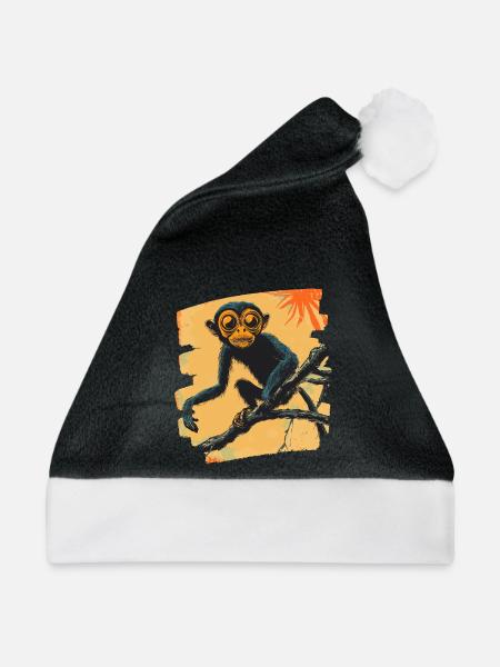Affe - Weihnachtsmütze - Schwarz/Weiß