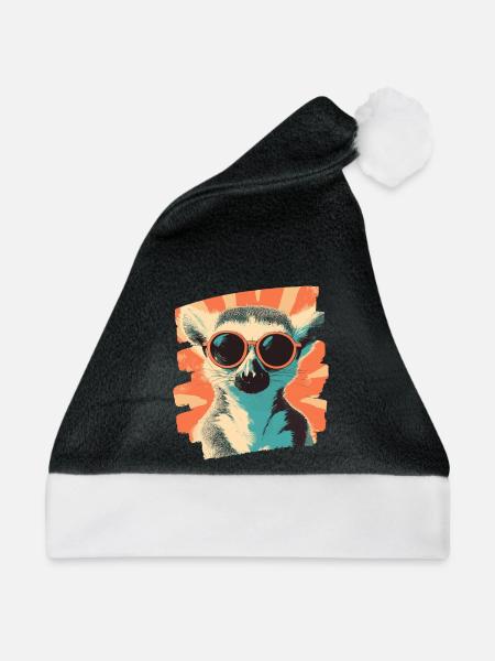 Lemur - Weihnachtsmütze - Schwarz/Weiß